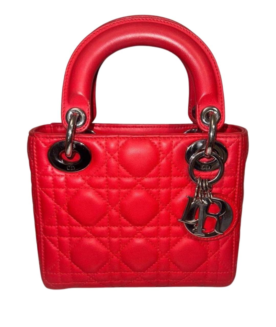 CHRISTIAN DIOR Красная кожаная сумка с короткими ручками, фото 1