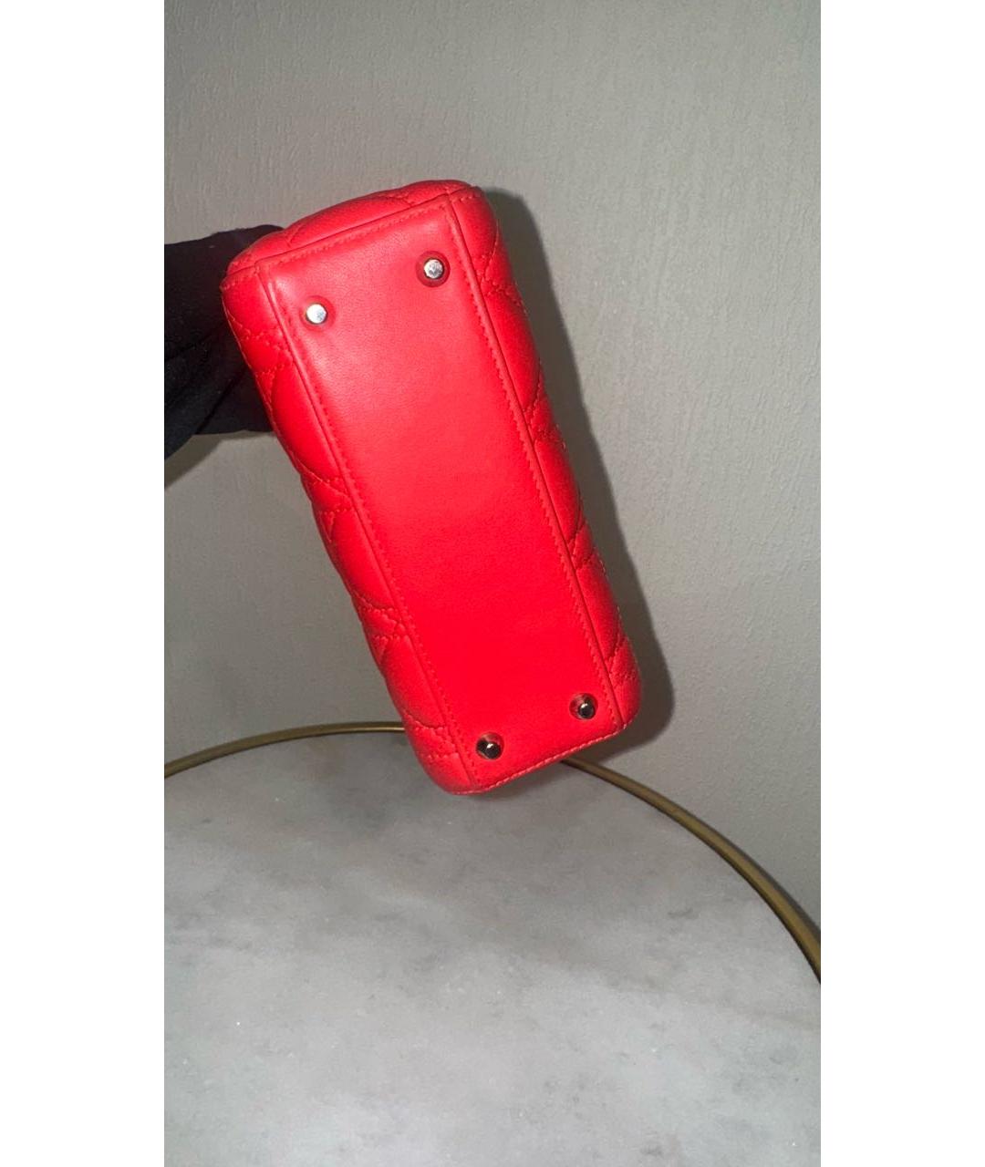 CHRISTIAN DIOR Красная кожаная сумка с короткими ручками, фото 6