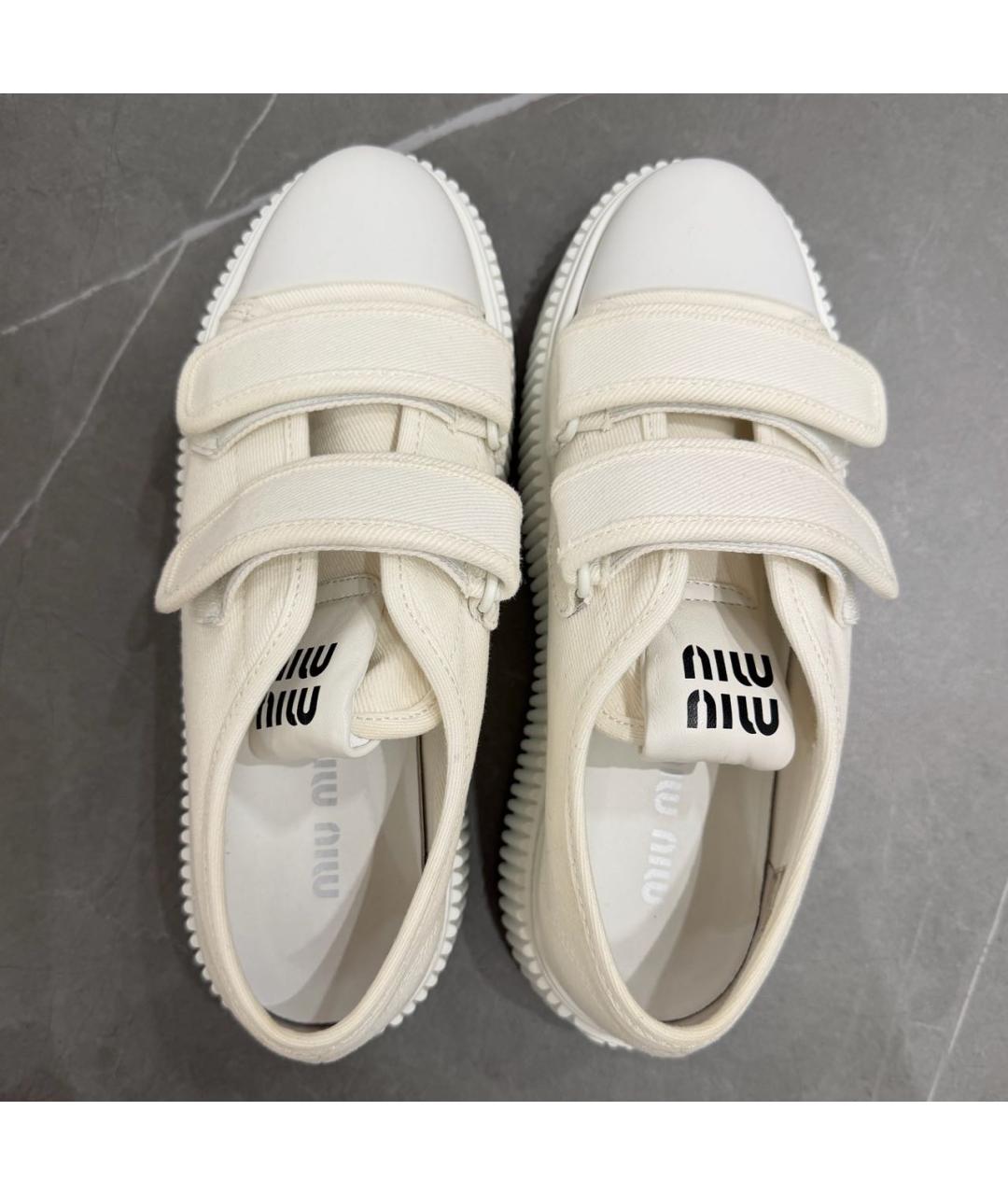 MIU MIU Белые текстильные слипоны, фото 3