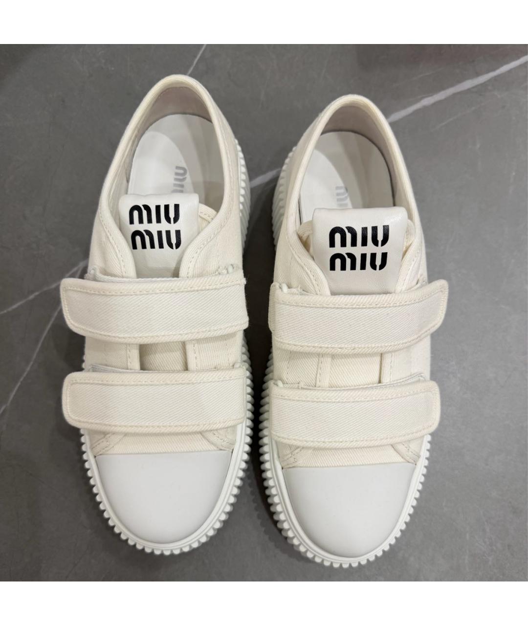 MIU MIU Белые текстильные слипоны, фото 2