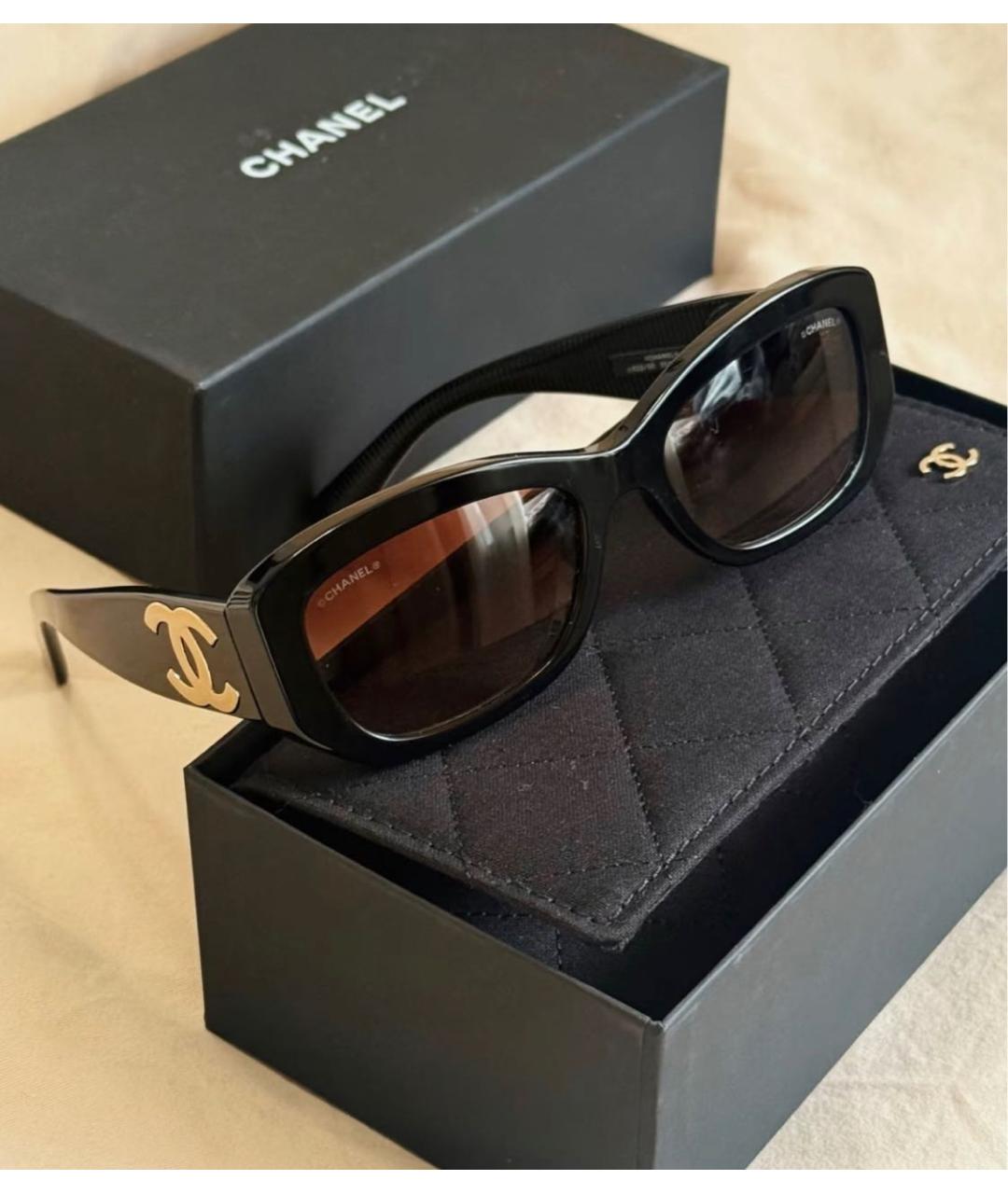 CHANEL Черные пластиковые солнцезащитные очки, фото 5