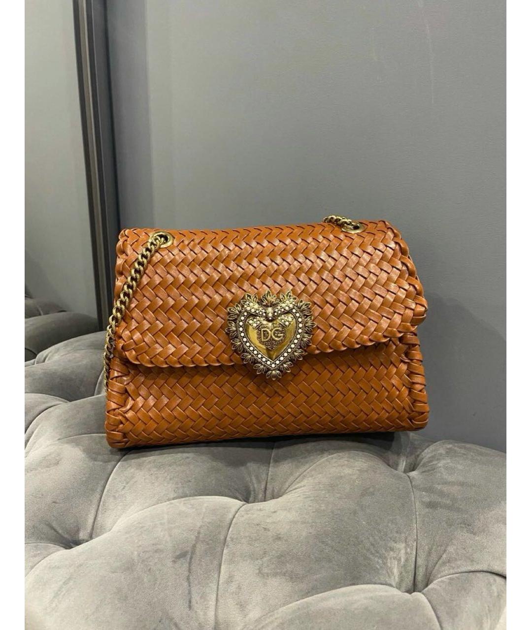 DOLCE&GABBANA Коричневая кожаная сумка через плечо, фото 6