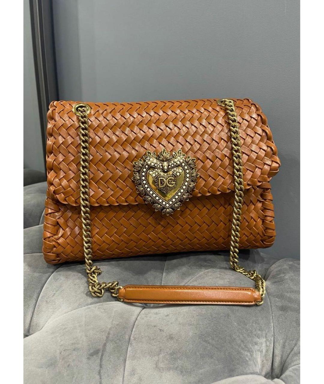 DOLCE&GABBANA Коричневая кожаная сумка через плечо, фото 2