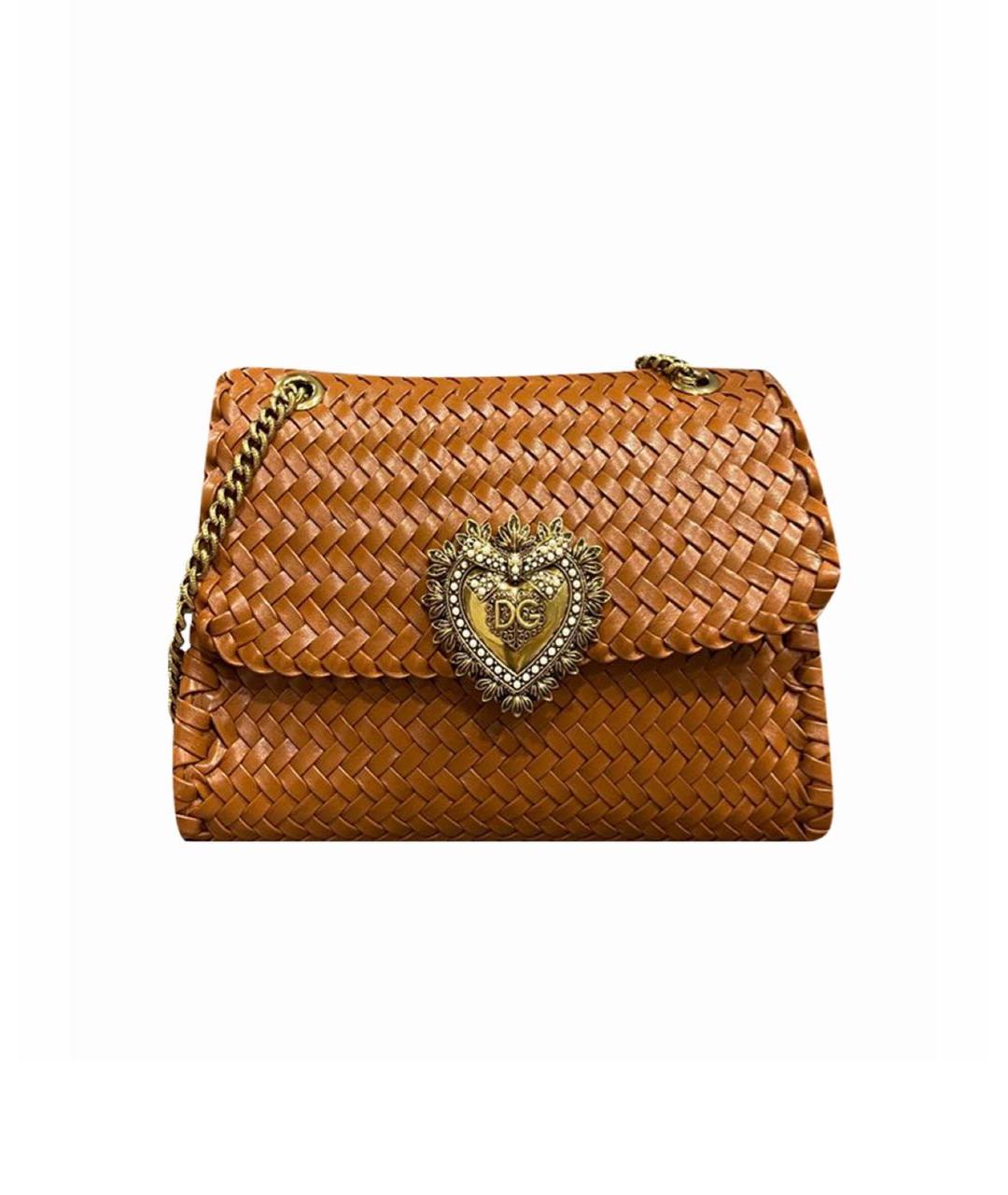 DOLCE&GABBANA Коричневая кожаная сумка через плечо, фото 7