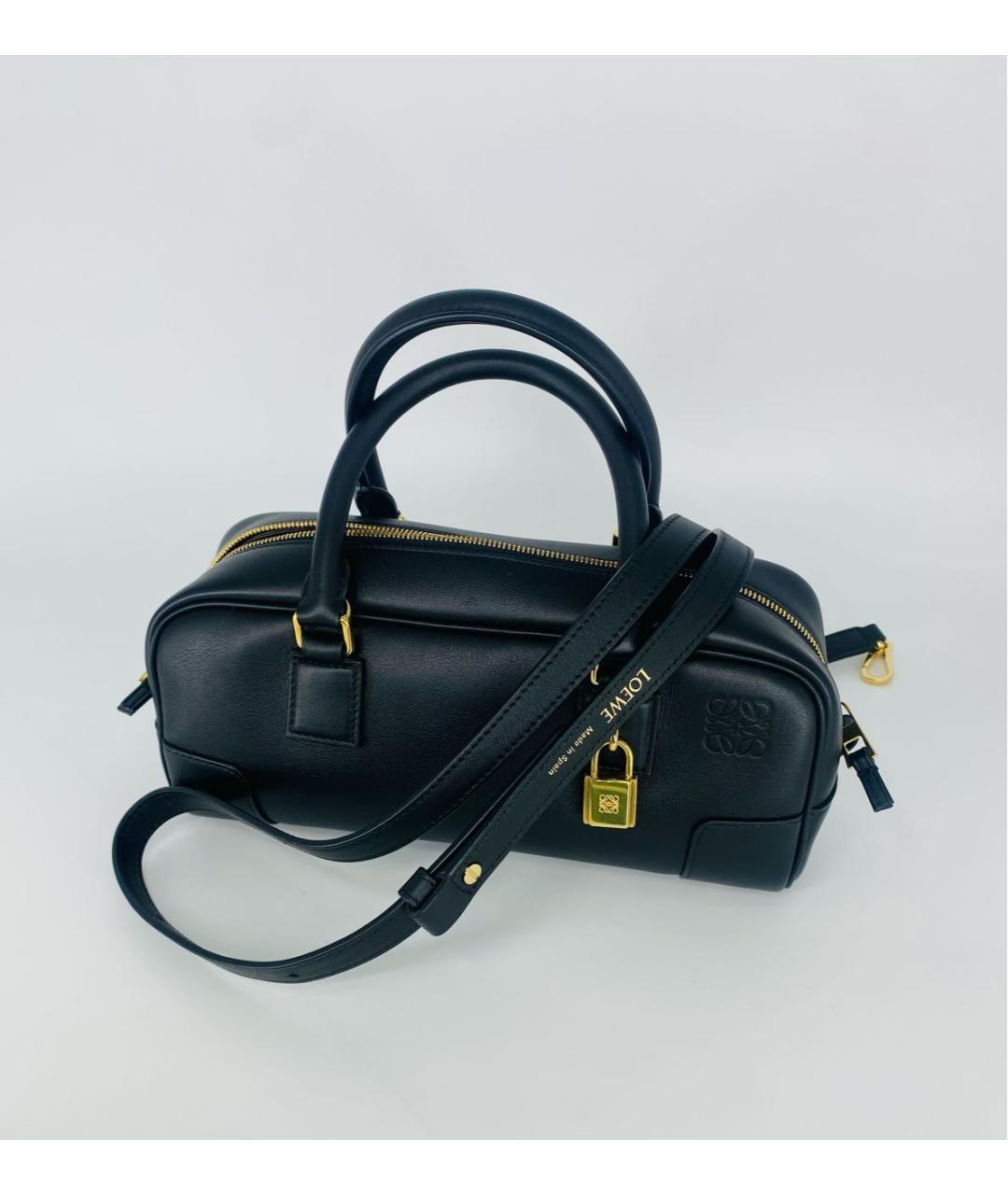 LOEWE Черная кожаная сумка с короткими ручками, фото 5