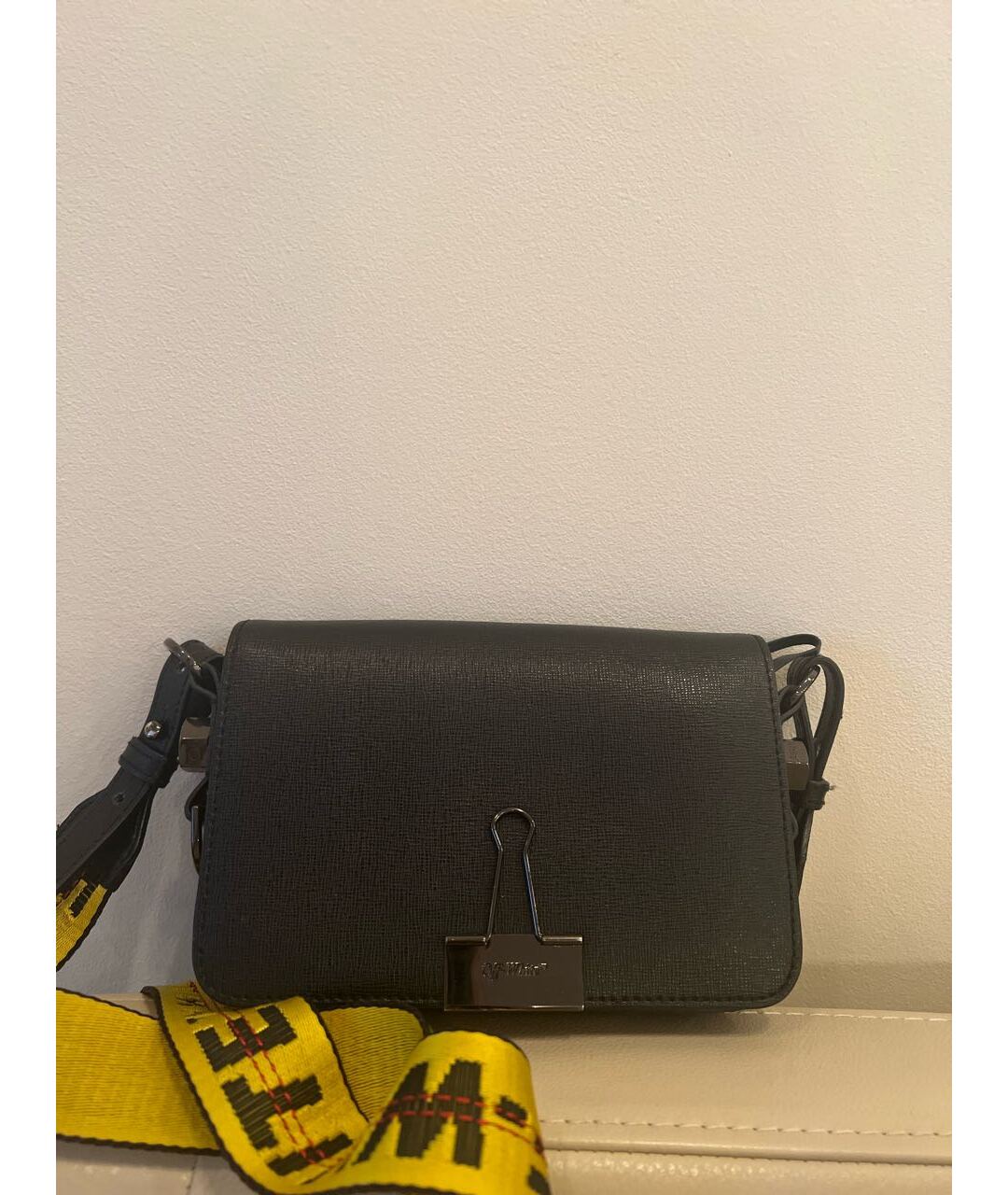 OFF-WHITE Черная кожаная сумка тоут, фото 6
