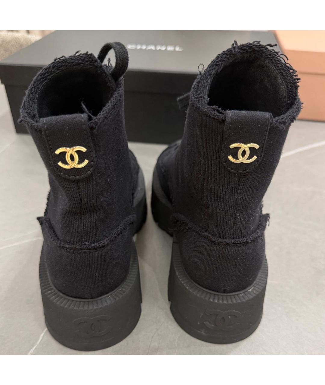 CHANEL Черные текстильные ботинки, фото 3