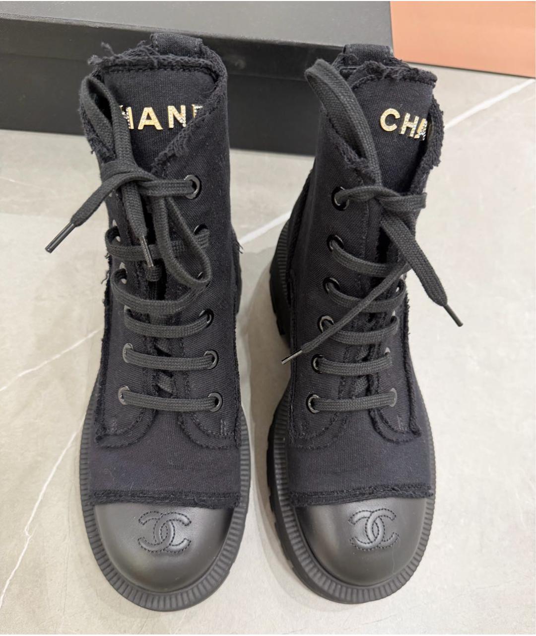 CHANEL Черные текстильные ботинки, фото 2
