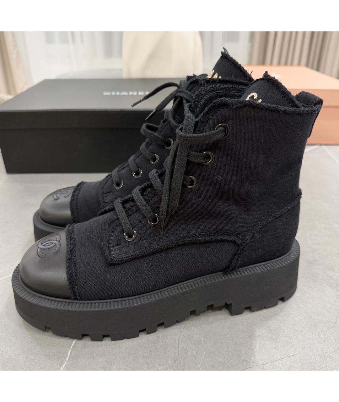 CHANEL Черные текстильные ботинки, фото 5