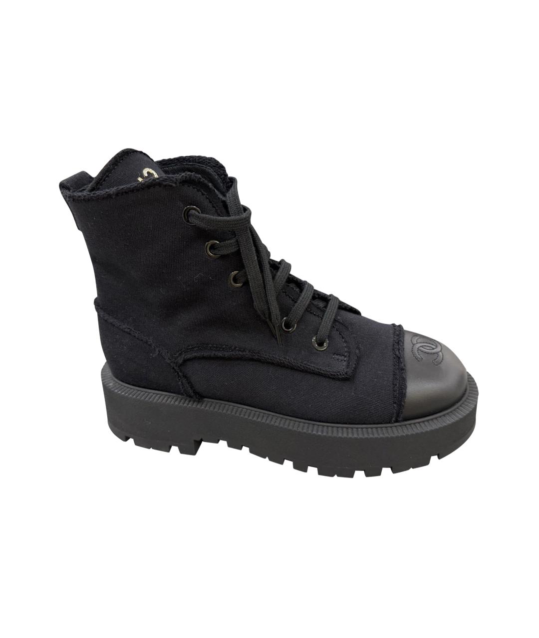 CHANEL Черные текстильные ботинки, фото 1