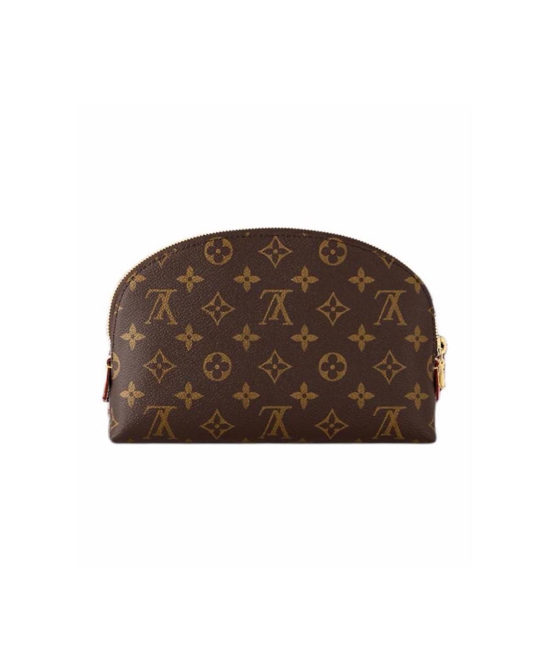 LOUIS VUITTON Коричневая кожаная косметичка, фото 3
