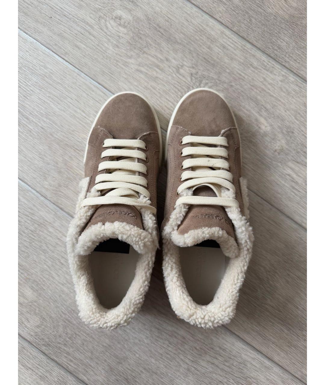 DOLCE&GABBANA Бежевые замшевые кеды, фото 4