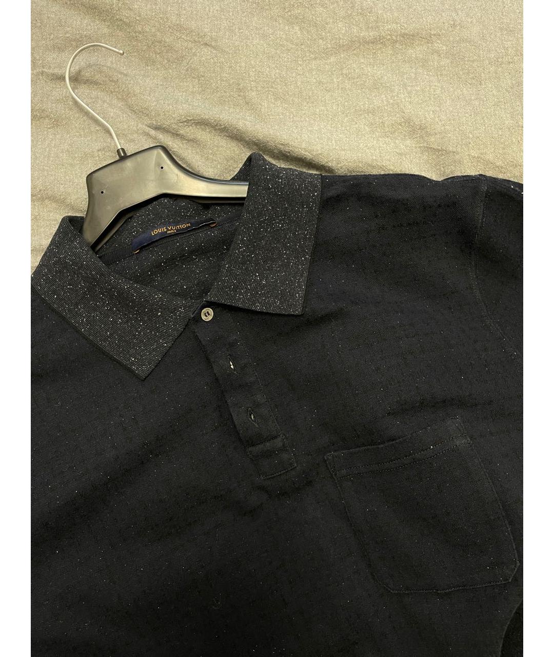 LOUIS VUITTON Темно-синее хлопко-эластановое поло с коротким рукавом, фото 5