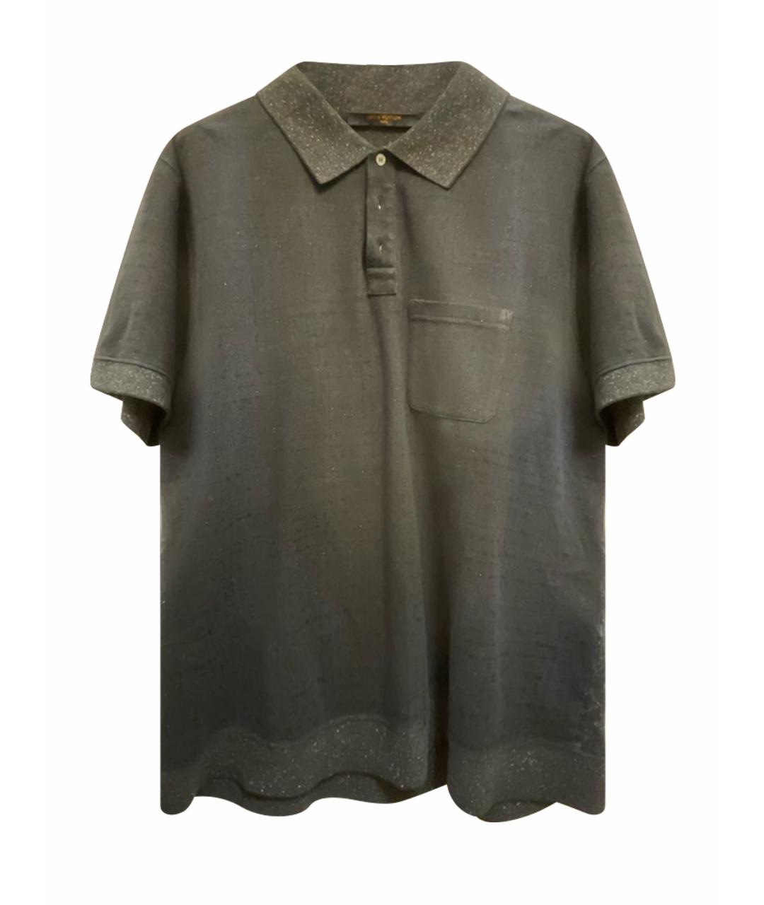 LOUIS VUITTON Темно-синее хлопко-эластановое поло с коротким рукавом, фото 1