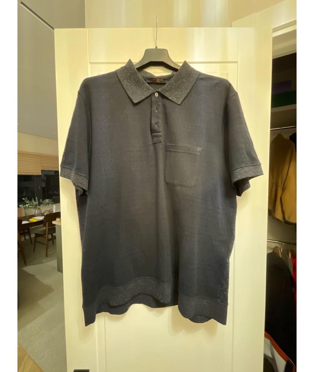 LOUIS VUITTON Темно-синее хлопко-эластановое поло с коротким рукавом, фото 7