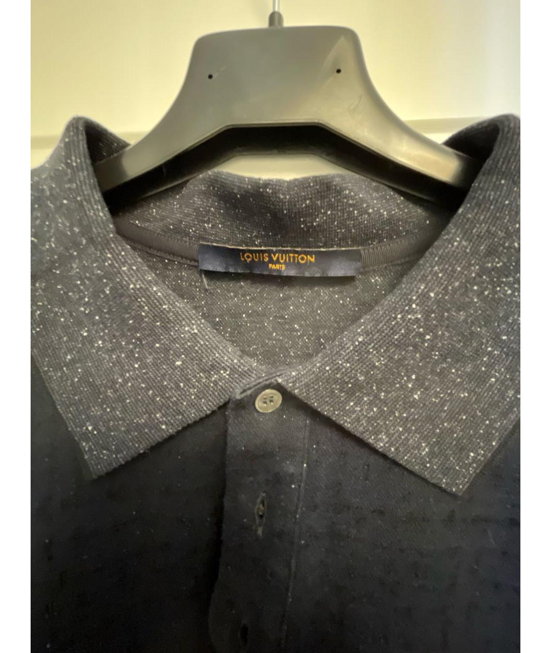 LOUIS VUITTON Темно-синее хлопко-эластановое поло с коротким рукавом, фото 3