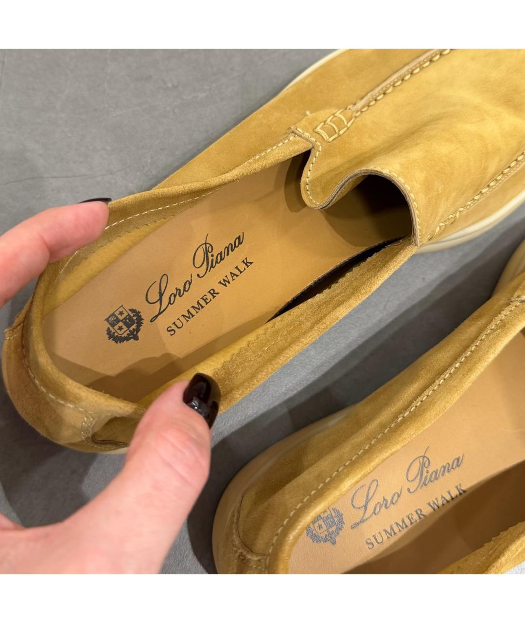 LORO PIANA Горчичные замшевые лоферы, фото 4