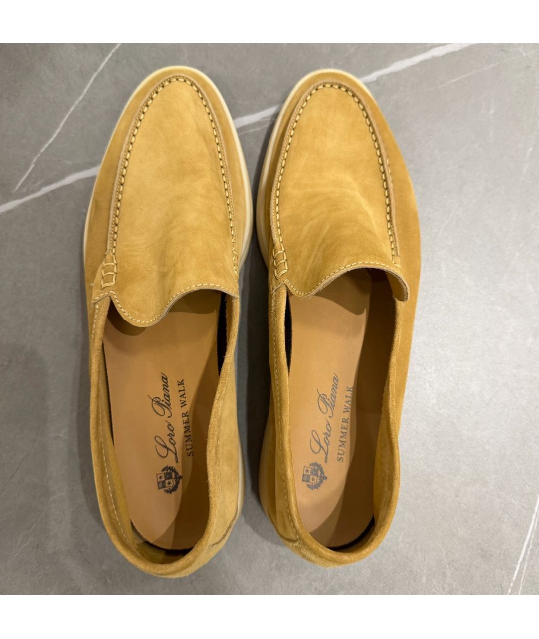 LORO PIANA Горчичные замшевые лоферы, фото 3