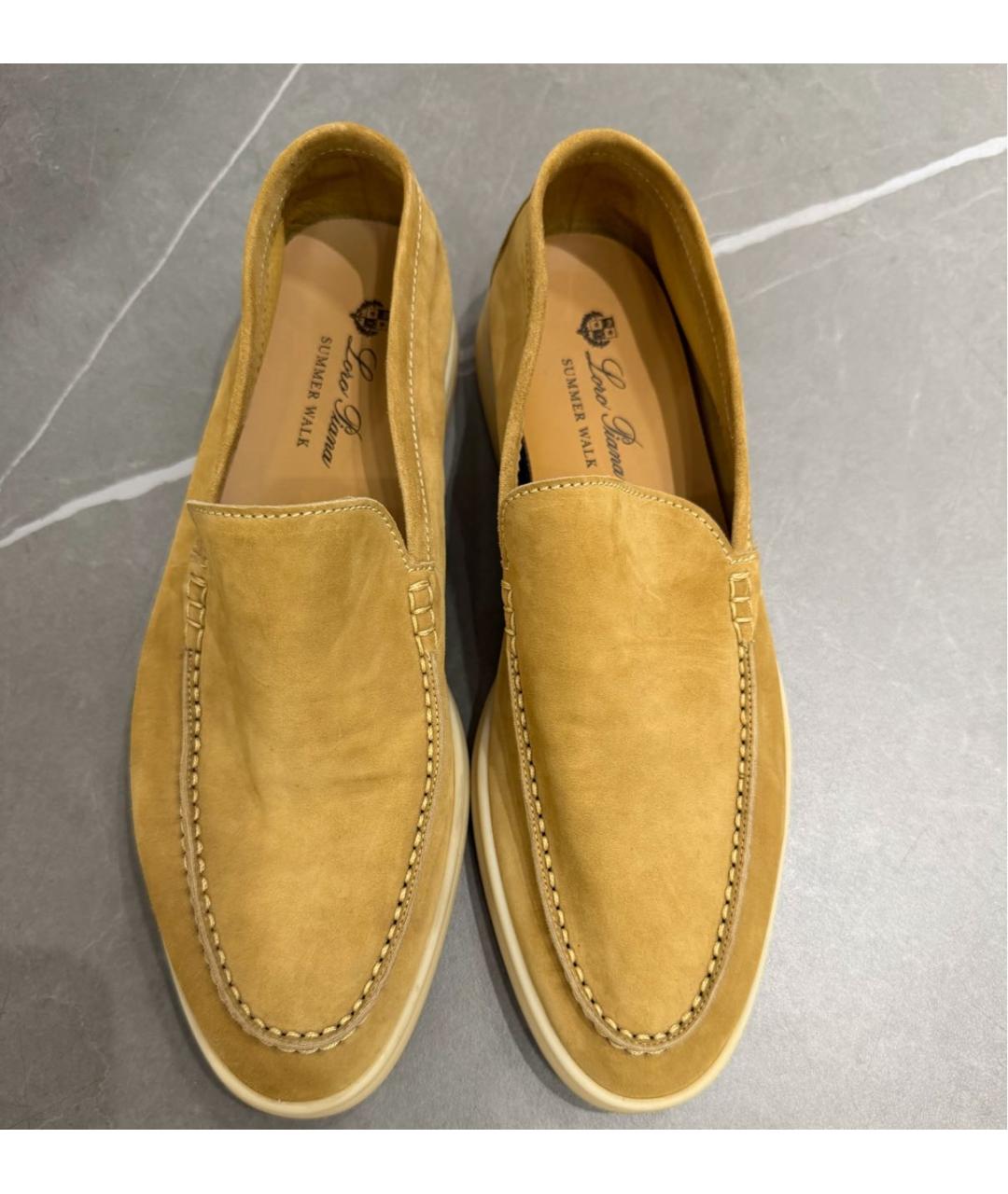 LORO PIANA Горчичные замшевые лоферы, фото 2