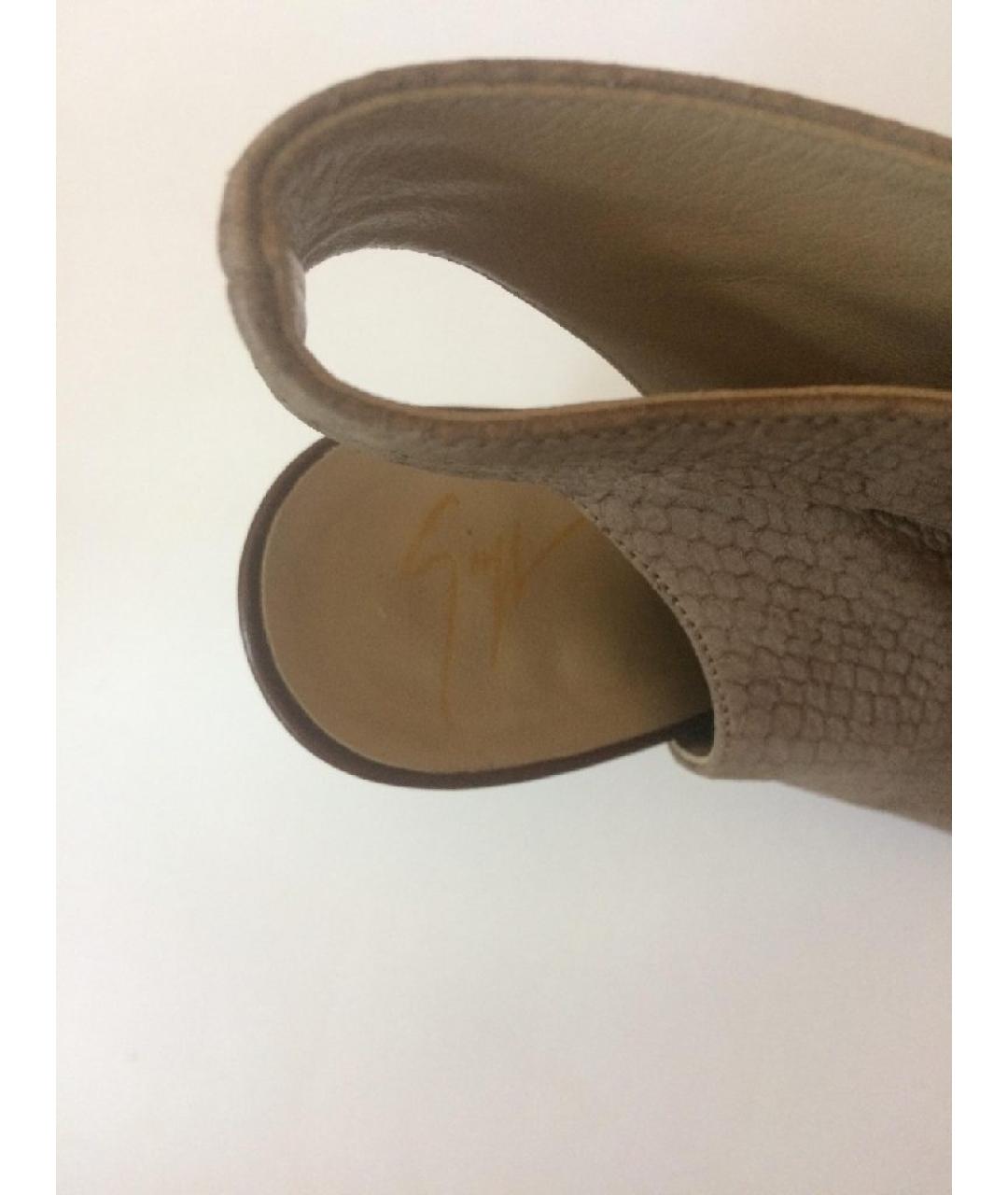 GIUSEPPE ZANOTTI DESIGN Коричневые кожаные босоножки, фото 8