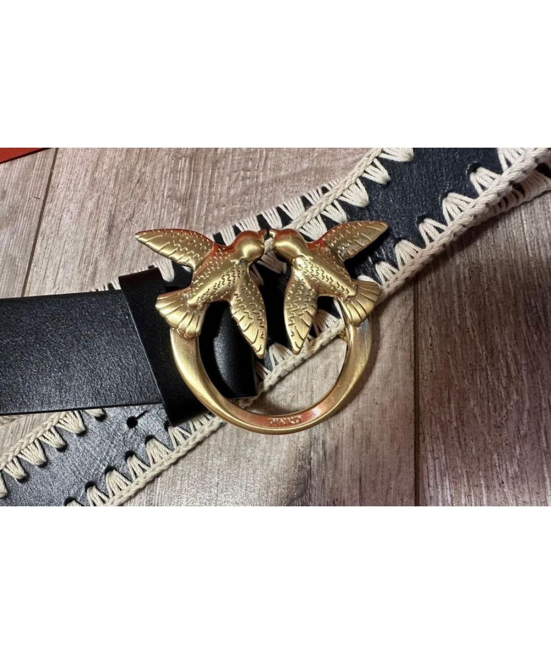 PINKO Черный кожаный ремень, фото 4