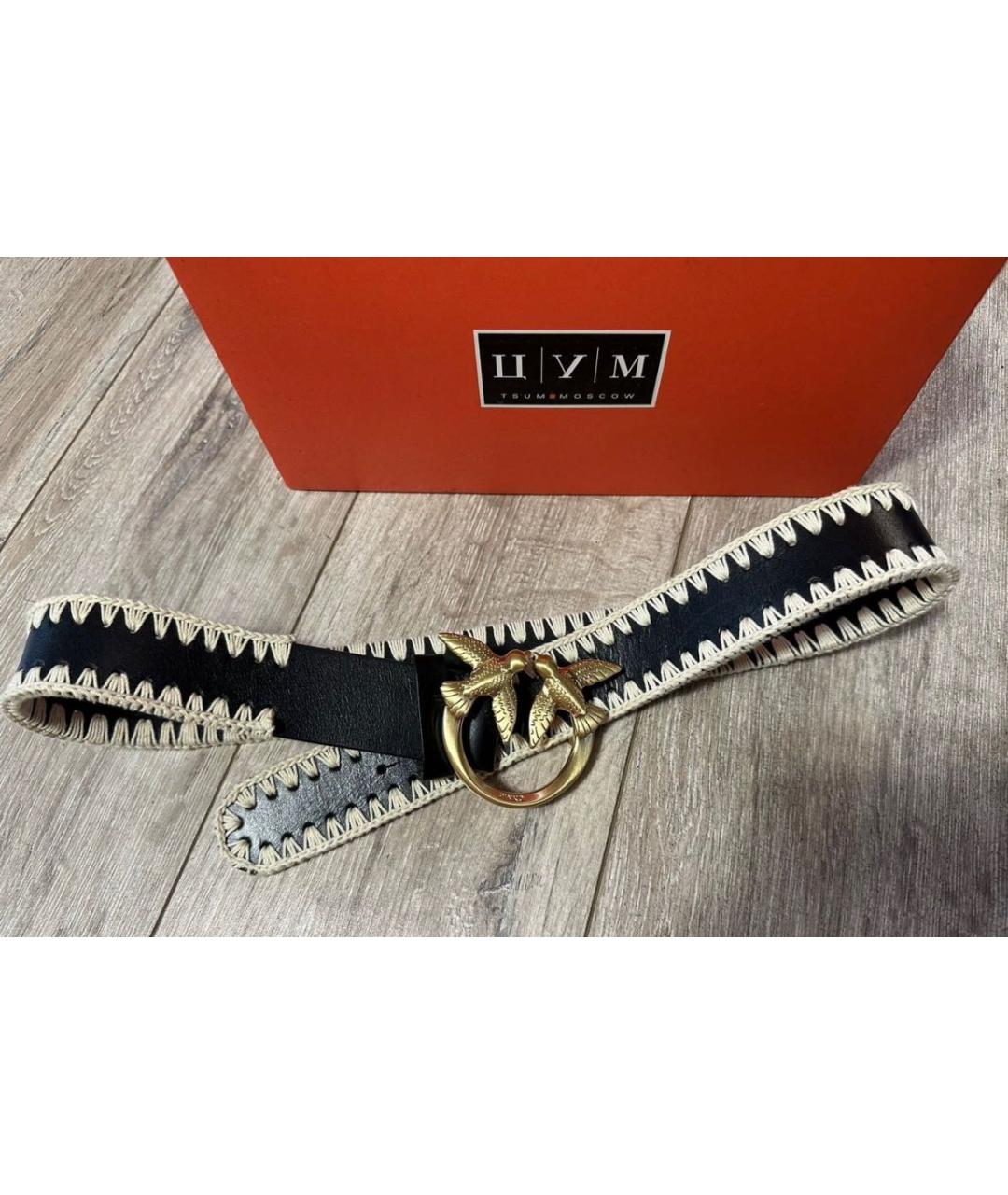 PINKO Черный кожаный ремень, фото 2