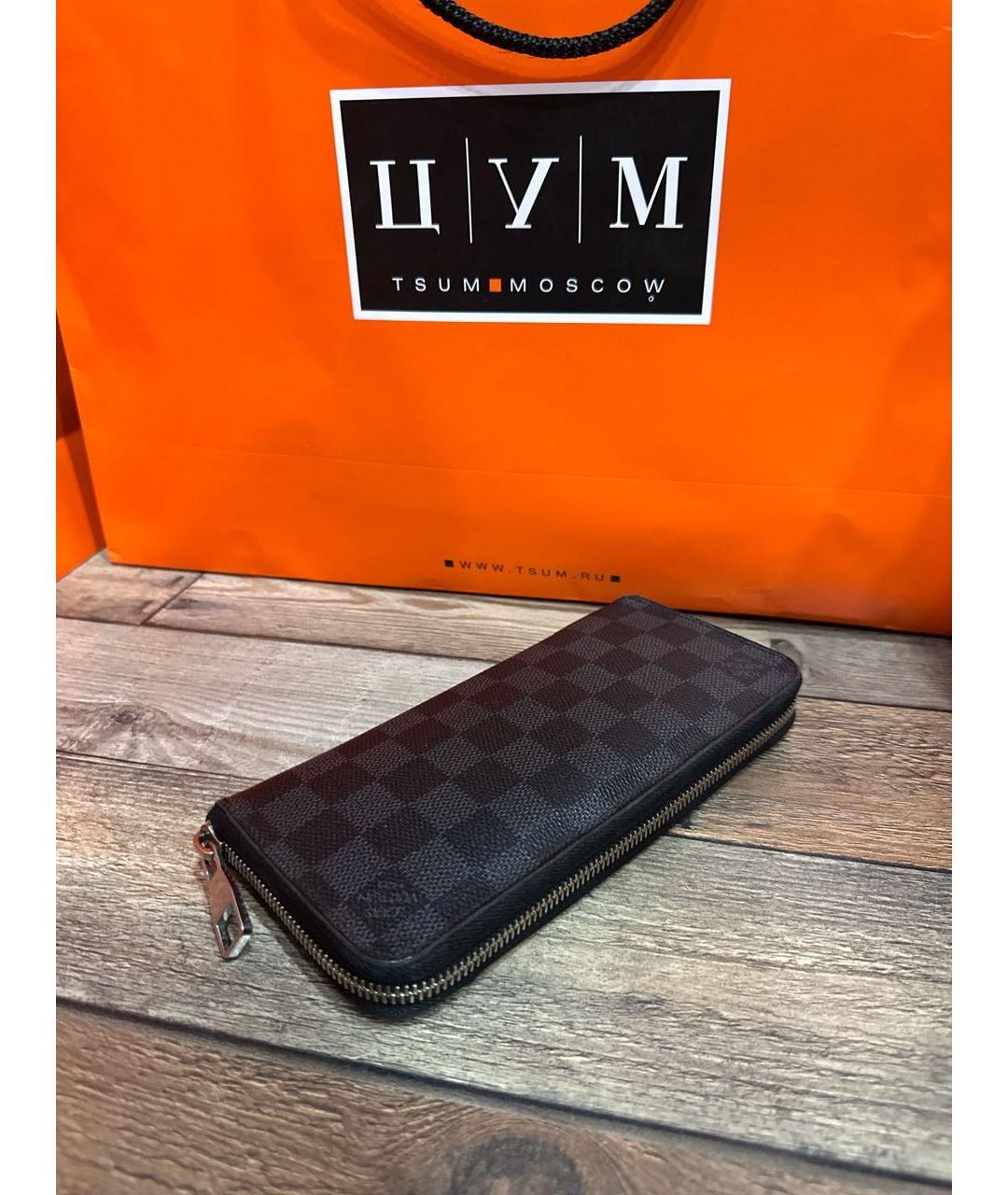 LOUIS VUITTON Антрацитовый кожаный кошелек, фото 5