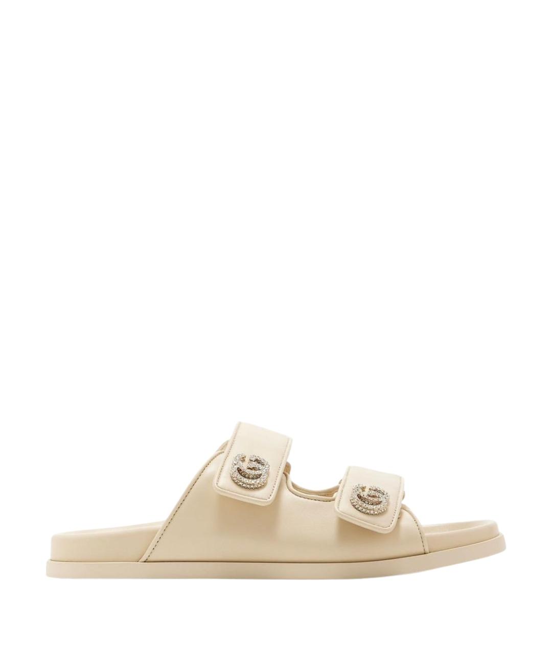 GUCCI Бежевые кожаные сандалии, фото 1