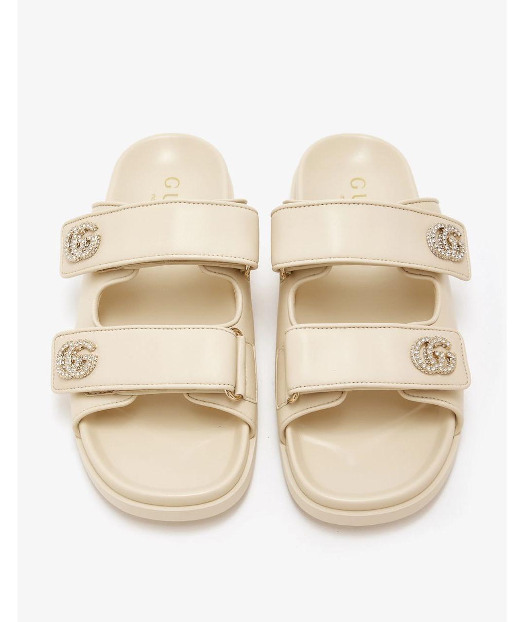 GUCCI Бежевые кожаные сандалии, фото 4