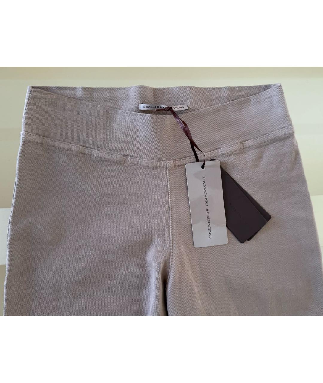 ERMANNO SCERVINO Бежевые хлопко-эластановые леггинсы и велосипедки, фото 8