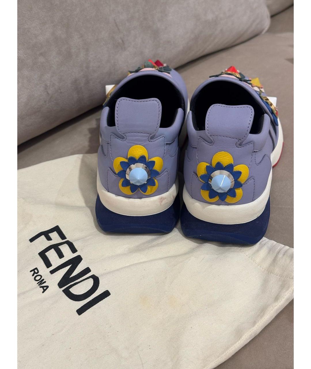 FENDI Голубые кожаные лоферы, фото 3