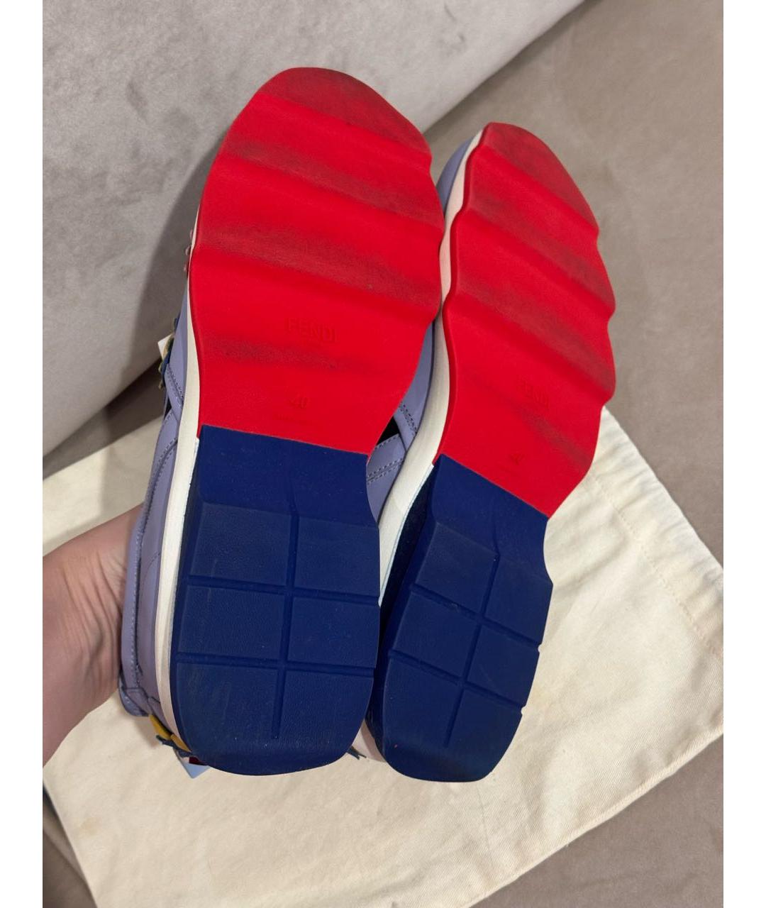 FENDI Голубые кожаные лоферы, фото 4