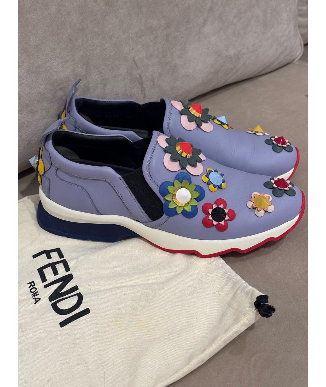 FENDI Голубые кожаные лоферы, фото 7