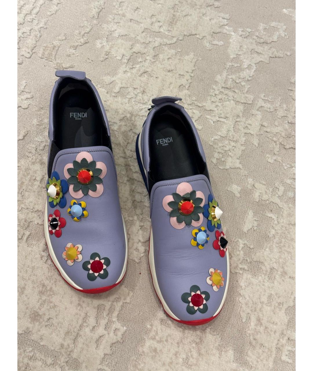 FENDI Голубые кожаные лоферы, фото 6