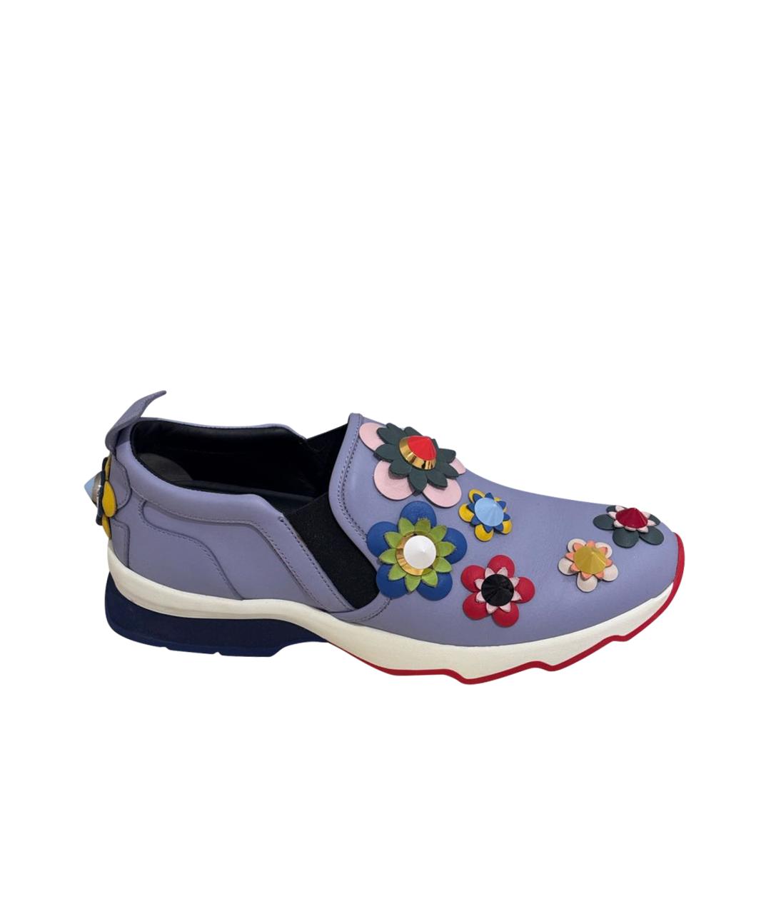 FENDI Голубые кожаные лоферы, фото 1