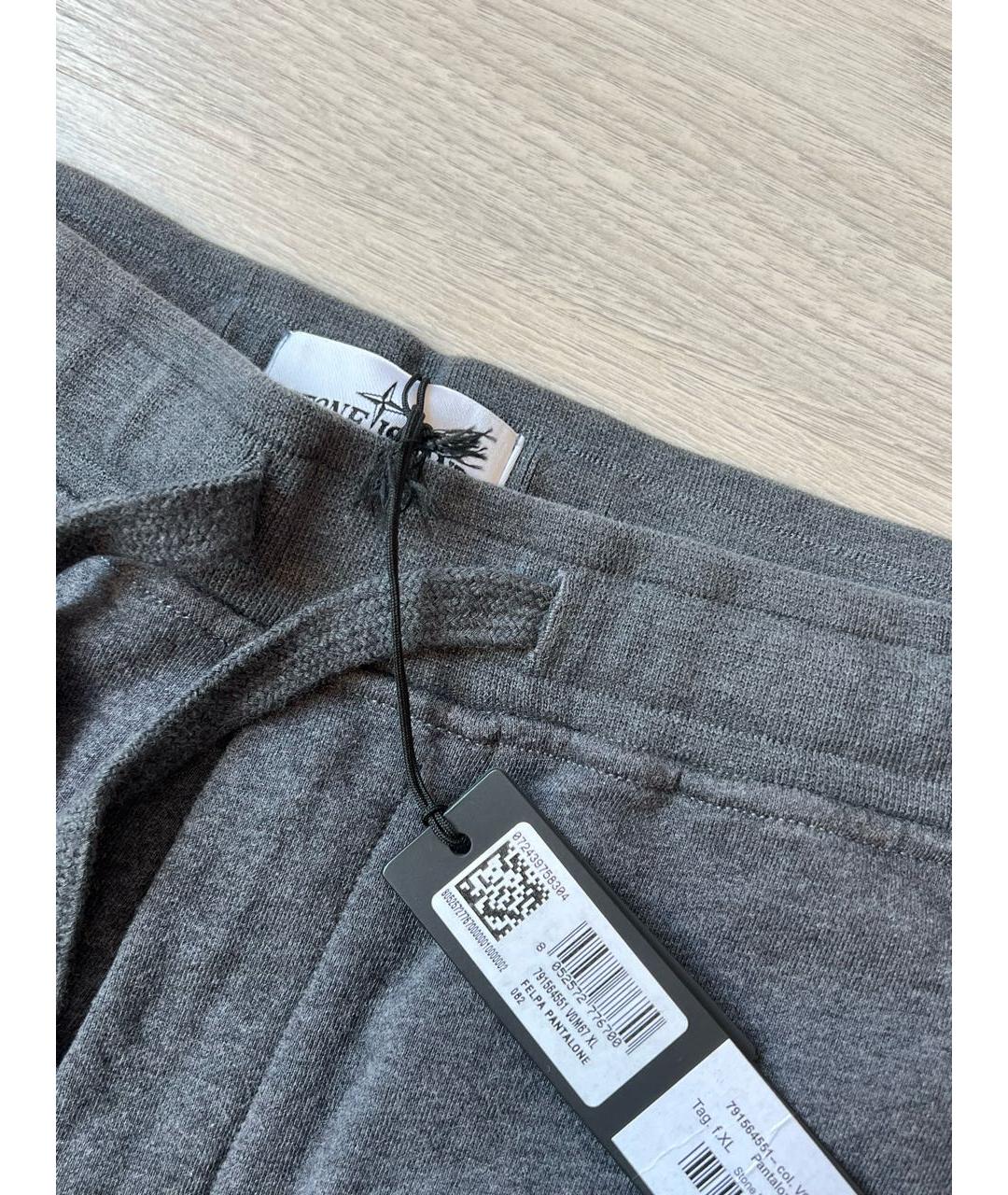 STONE ISLAND Серые хлопковые повседневные брюки, фото 5