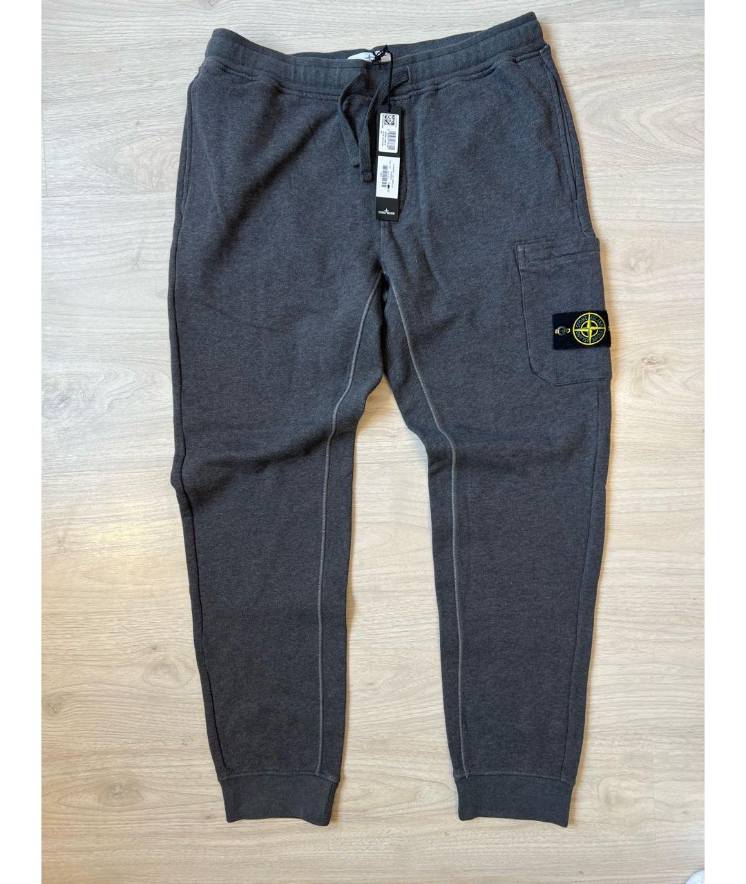 STONE ISLAND Серые хлопковые повседневные брюки, фото 2