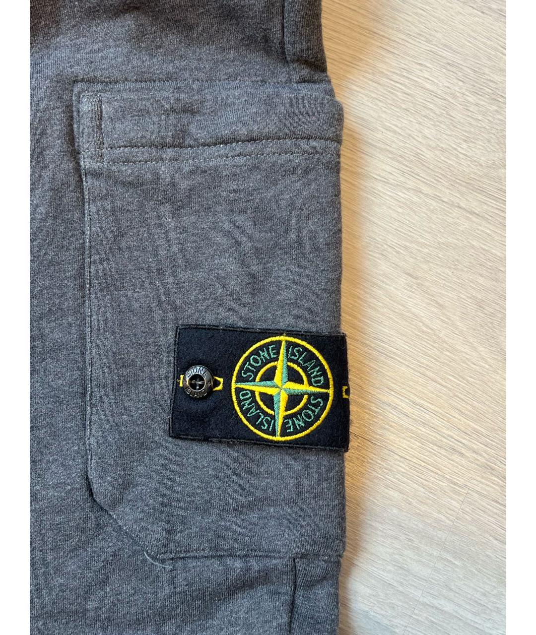 STONE ISLAND Серые хлопковые повседневные брюки, фото 6
