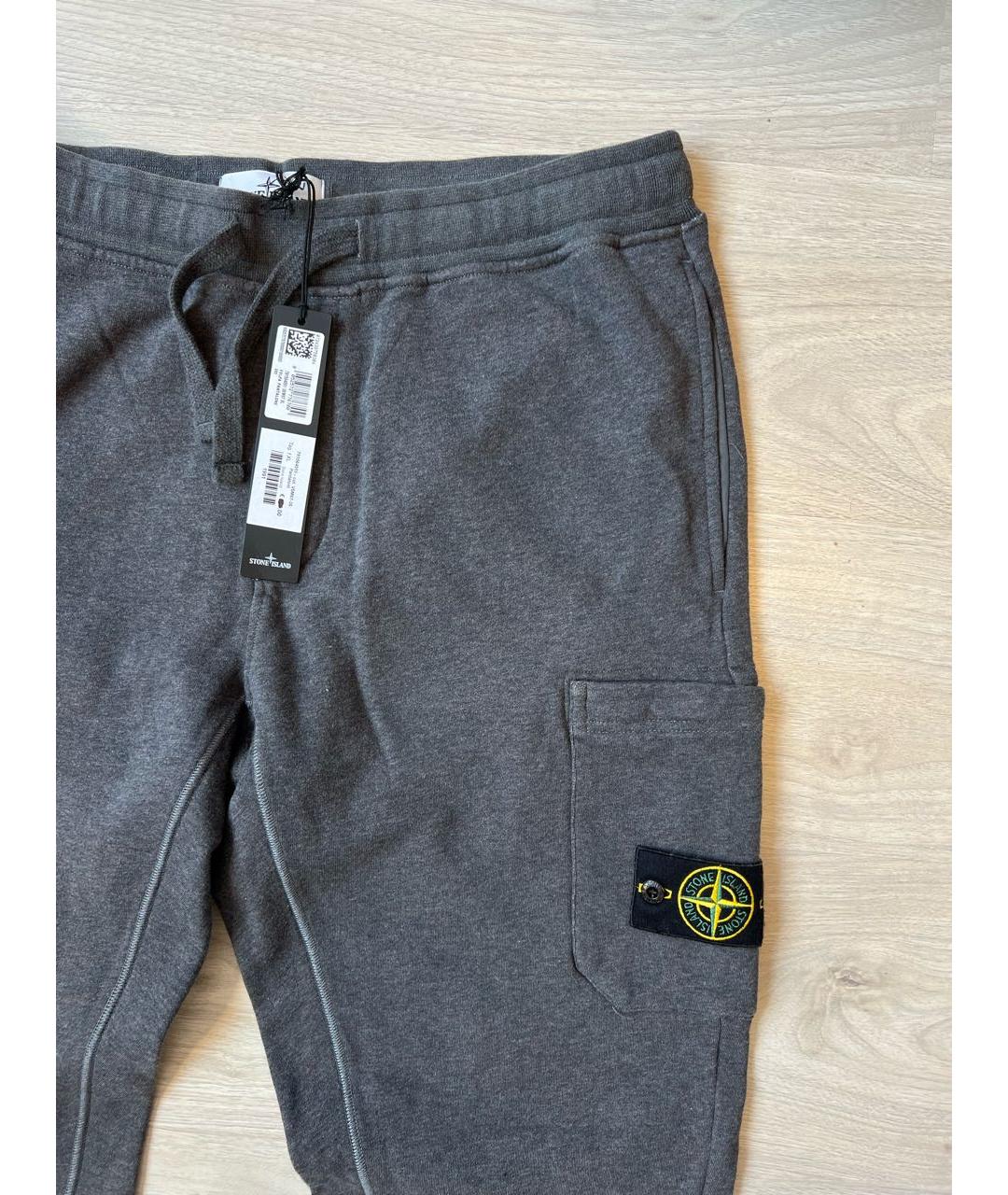 STONE ISLAND Серые хлопковые повседневные брюки, фото 3