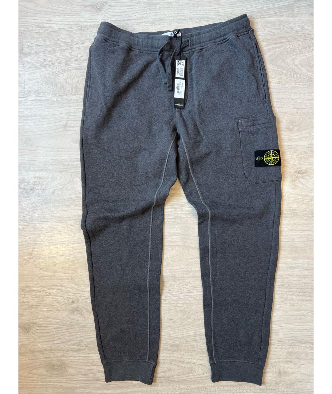 STONE ISLAND Серые хлопковые повседневные брюки, фото 9