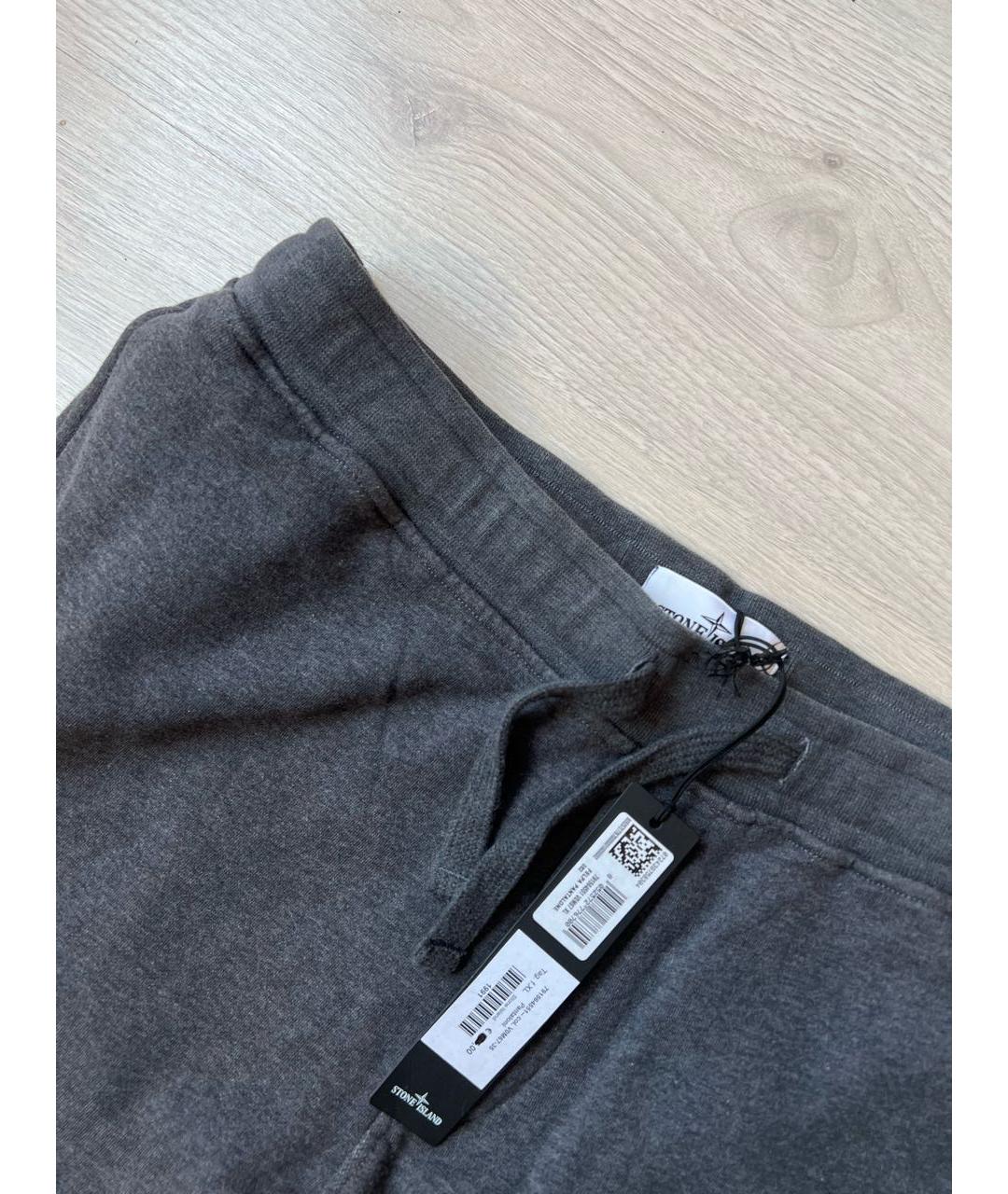 STONE ISLAND Серые хлопковые повседневные брюки, фото 4