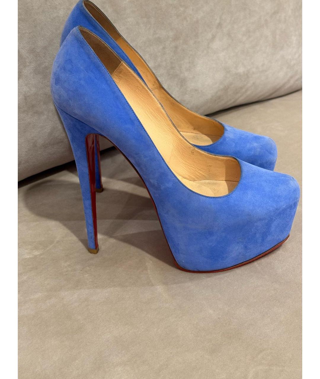 CHRISTIAN LOUBOUTIN Голубые замшевые туфли, фото 8