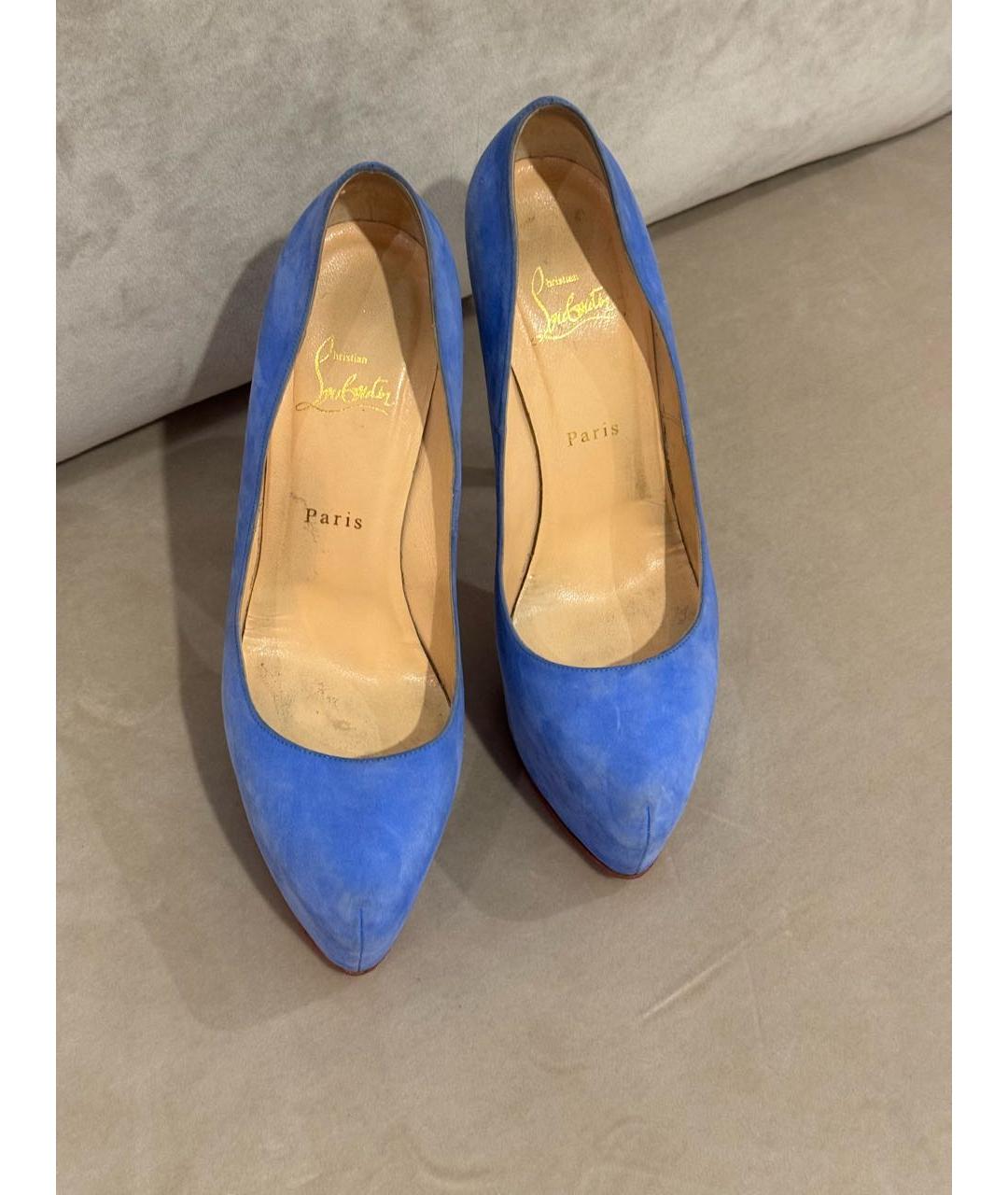 CHRISTIAN LOUBOUTIN Голубые замшевые туфли, фото 4