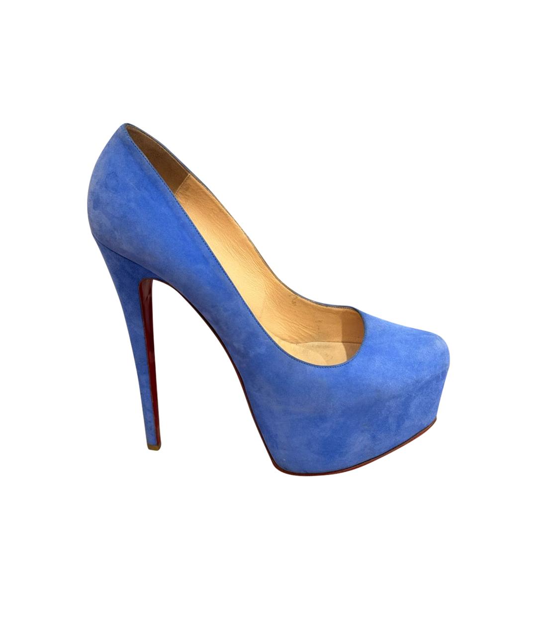 CHRISTIAN LOUBOUTIN Голубые замшевые туфли, фото 1