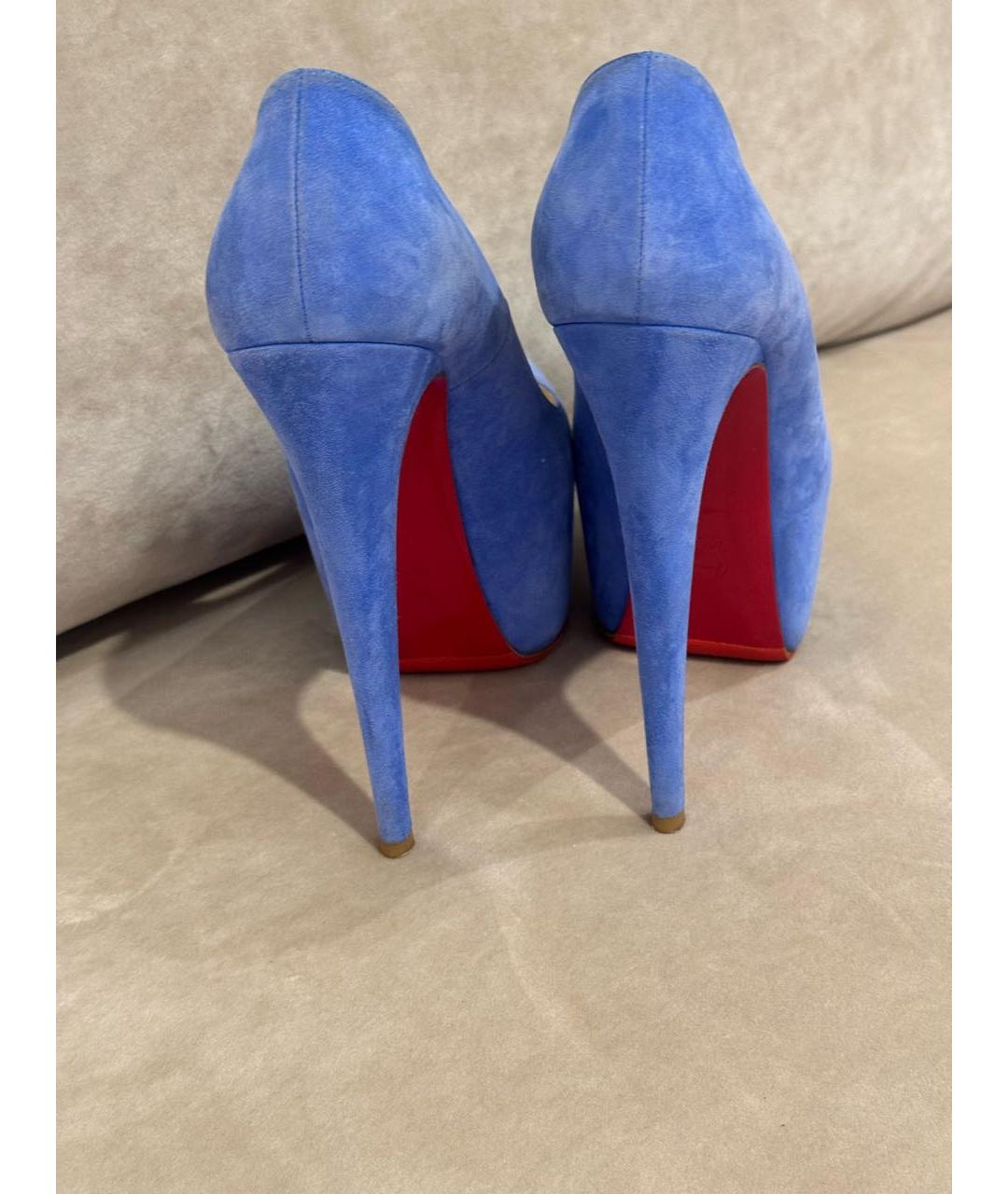 CHRISTIAN LOUBOUTIN Голубые замшевые туфли, фото 3