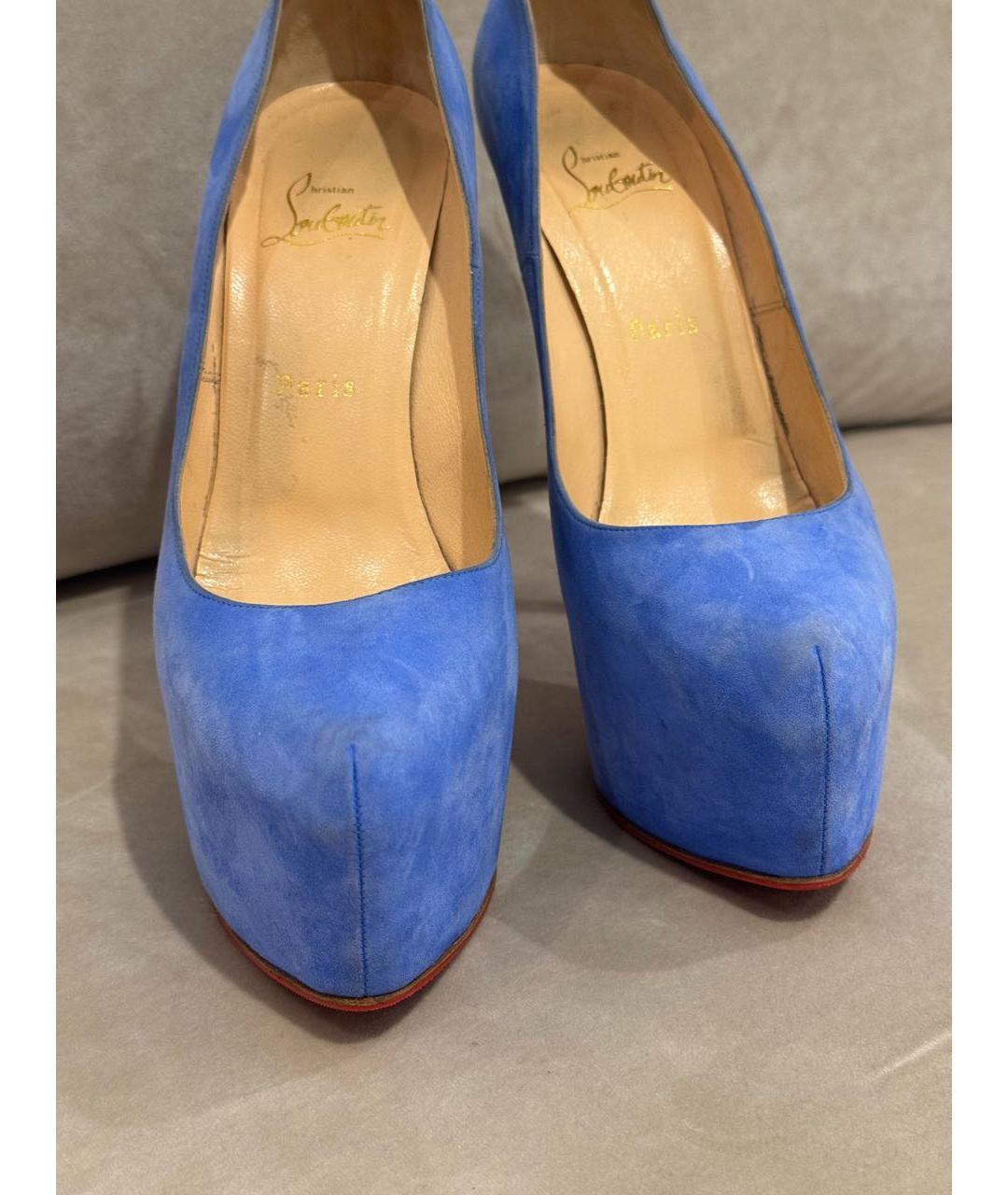 CHRISTIAN LOUBOUTIN Голубые замшевые туфли, фото 6