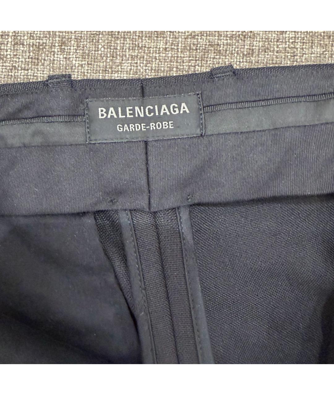 BALENCIAGA Черные шерстяные прямые брюки, фото 3