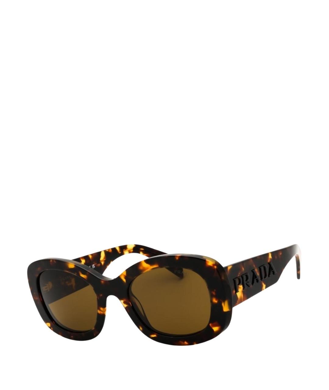 PRADA Коричневые пластиковые солнцезащитные очки, фото 1