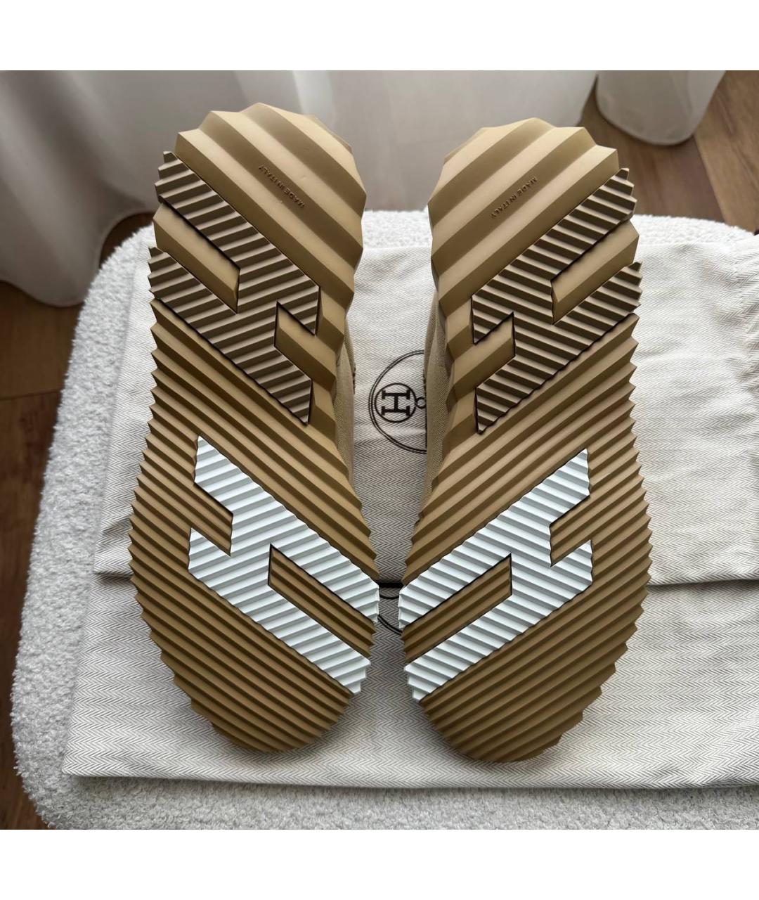 HERMES Бежевые низкие кроссовки / кеды, фото 5