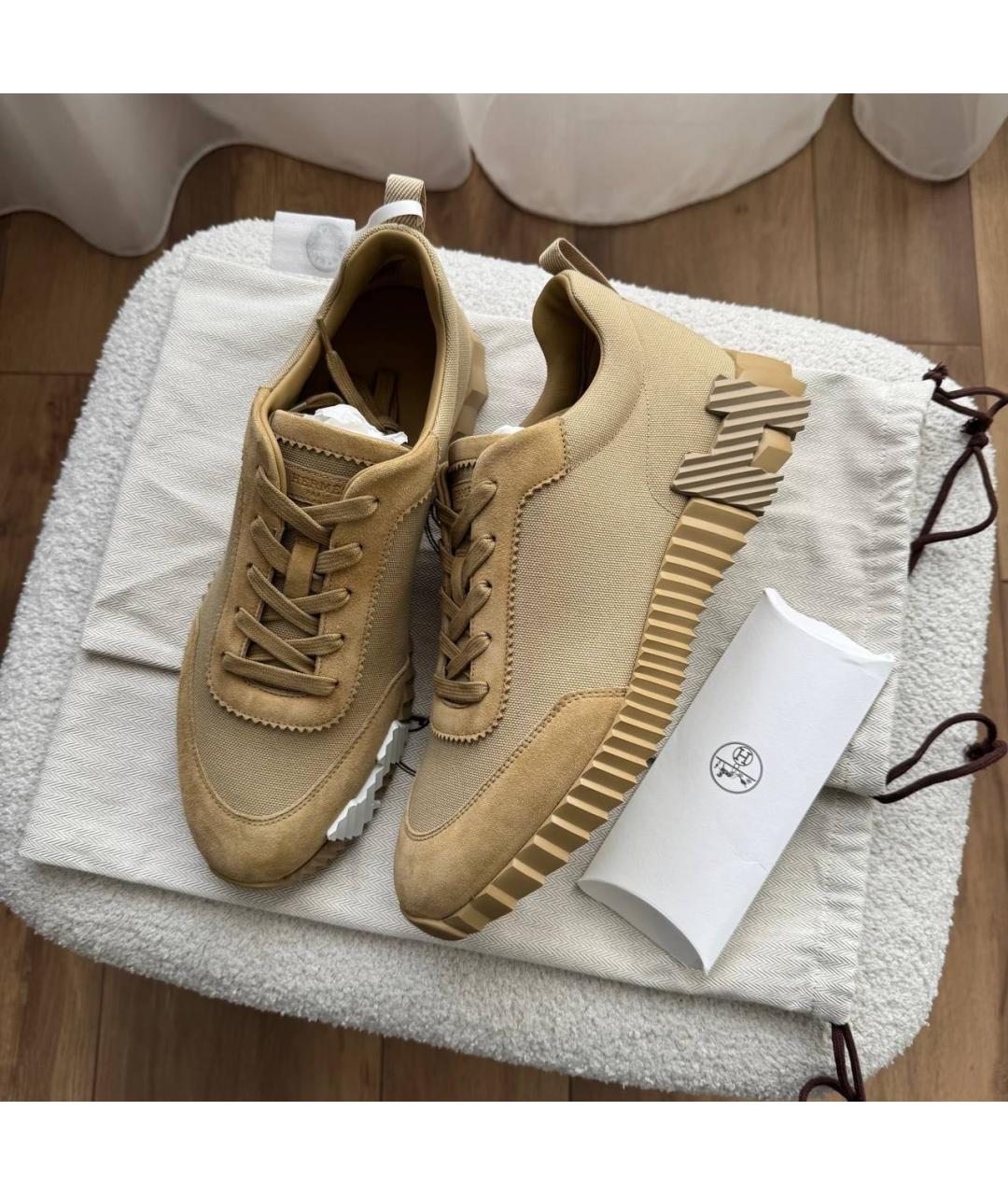 HERMES Бежевые низкие кроссовки / кеды, фото 2